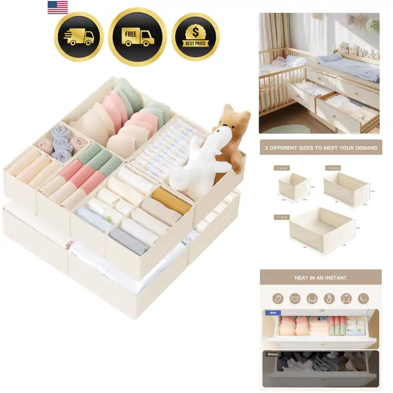 Schubladen Organizer Kleidung, 10er Pack Kommode Organizer für Babykleidung,