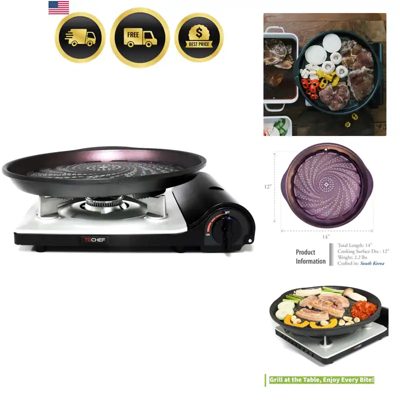Herdplatte Koreanische BBQ Antihaft Grillpfanne mit Agni Tragbarer Gasherd