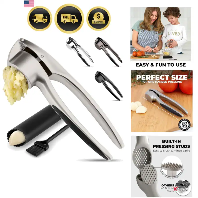 Knoblauchpresse Set - Rostfrei & Spülmaschinenfest Knoblauch Fleischwolf