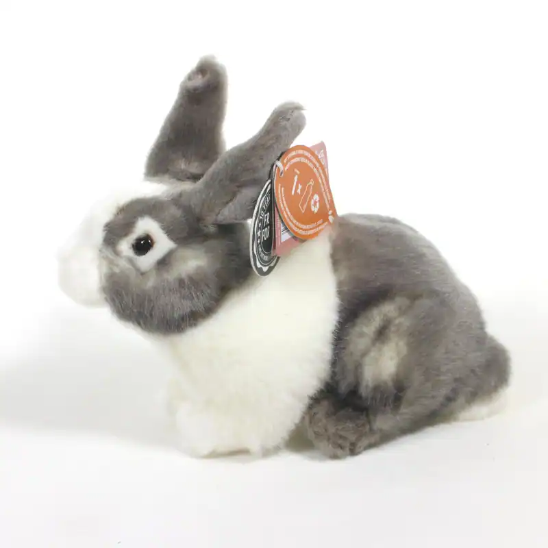 Grau & Weiß Hase Plüschtier Stofftier Teddy von Living Nature. Hasen Geschenk.