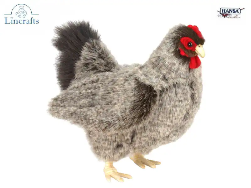 Hansa graue Henne Plüschtier Huhn, 30 cm Vogelliebhaber Geschenk Lincrafts UK