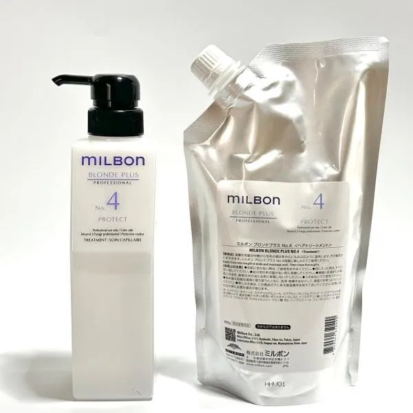 Milbon Blond Plus Nr. 4 Protect Hair Treatment 600g (mit leerer Flasche) - Salon