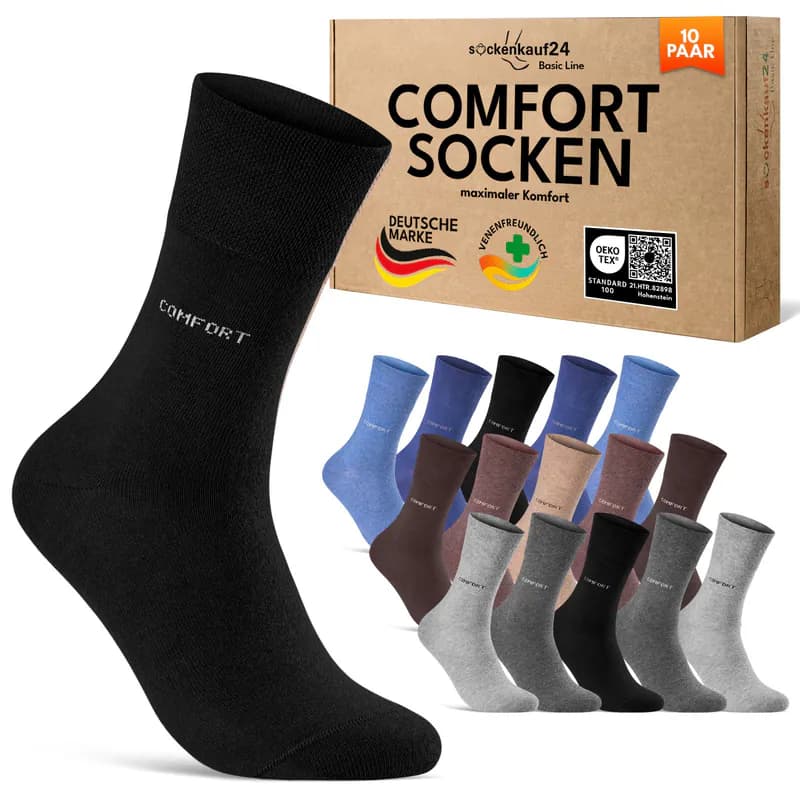 Comfort Diabetiker Socken ohne Gummi Herren Damen Baumwolle ohne Naht 10-30 Paar