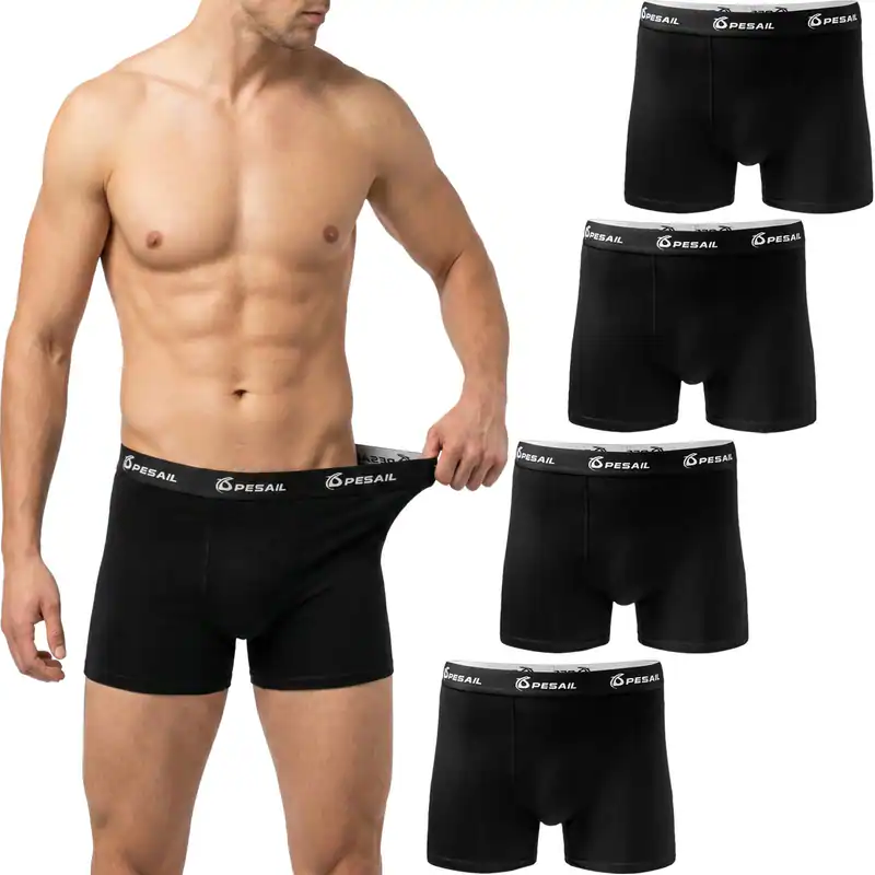 10er Pack Pesail Herren Boxershorts Baumwolle M bis 6XL Unterhosen Schwarz