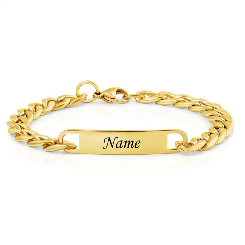 Partnerarmband Herren Gold 22 cm – Gravur Edelstahl Wunschname | Geschenkidee