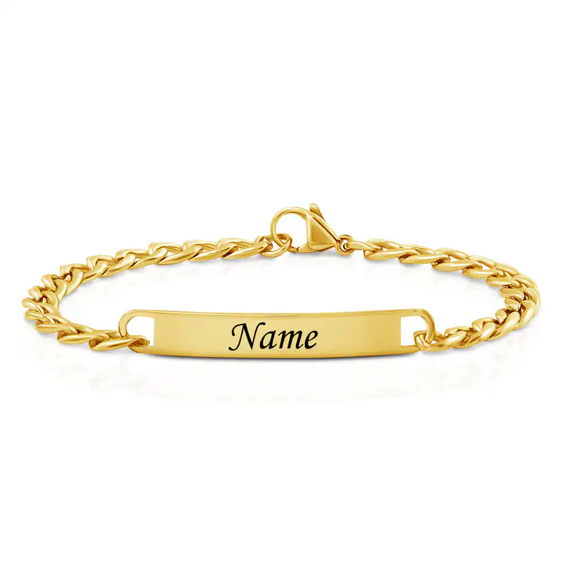 Armband Damen Gold 19 cm –Partnerarmband Gravur Edelstahl| personalisierte Liebe