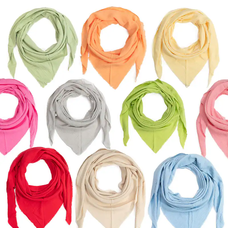 Musselin Dreiecksschal Baumwolle Damen Schal Halstuch Uni Frühling Herbst Tuch