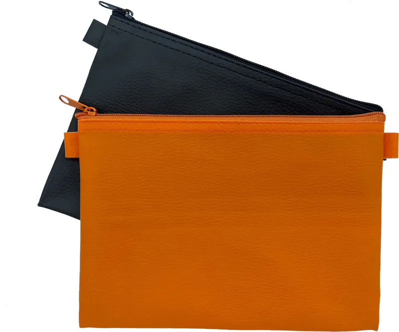 2 x Banktasche orange + schwarz Geldtasche Geldscheintasche Aufbewahrungstasche