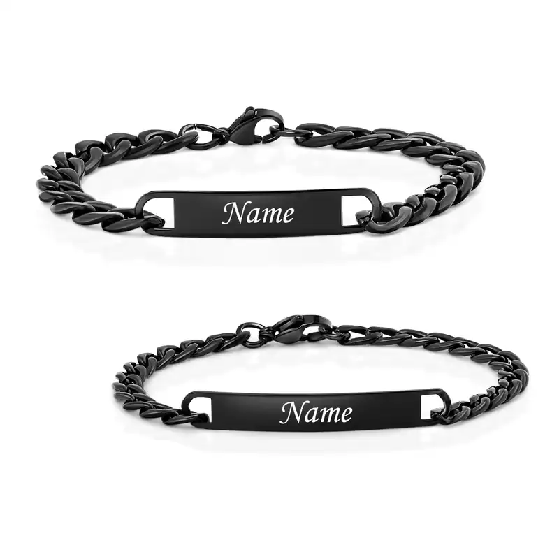 Armband mit Gravur Schwarz | Partnerarmband Damen Herren | personalisierbar