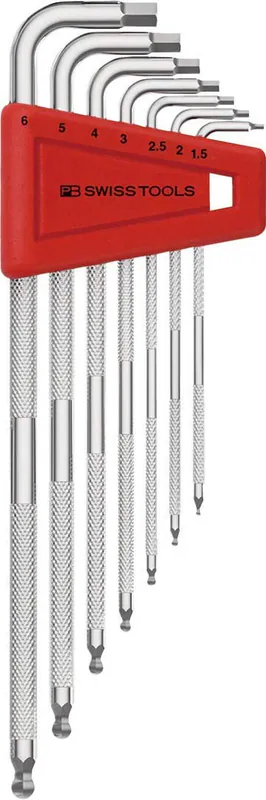 PB SWISS TOOLS gerändelter langer Sechskantschlüssel-Satz mit Kugel (ohne