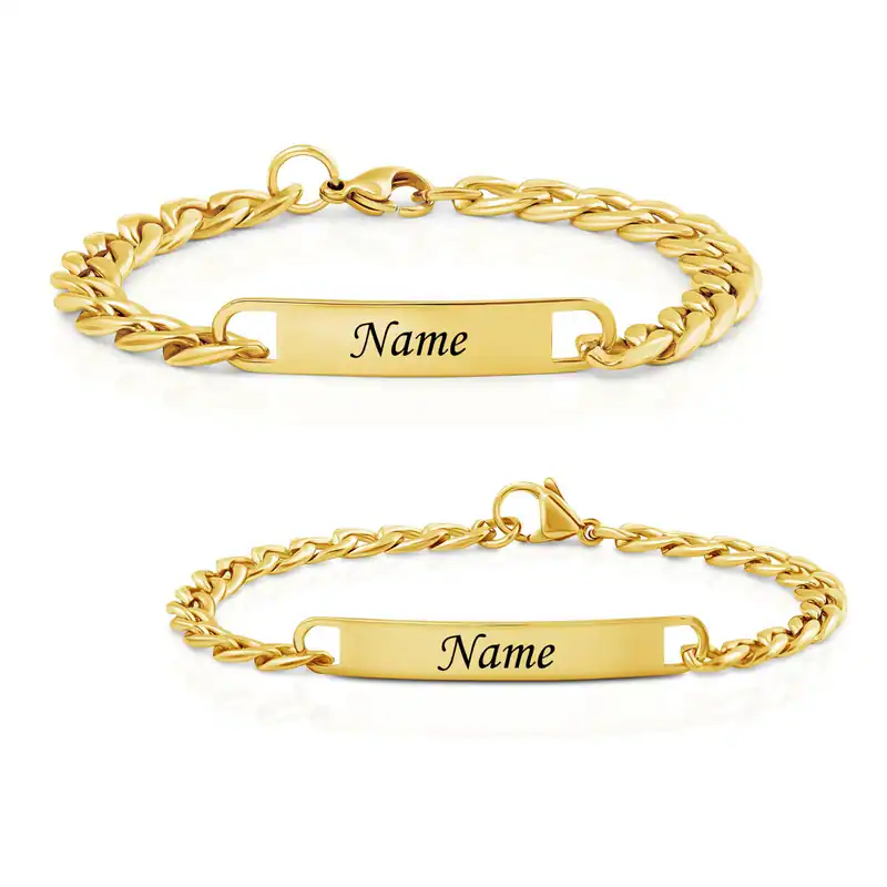 Armband mit Gravur Gold |Partnerarmband Damen Herren | personalisierbar Geschenk