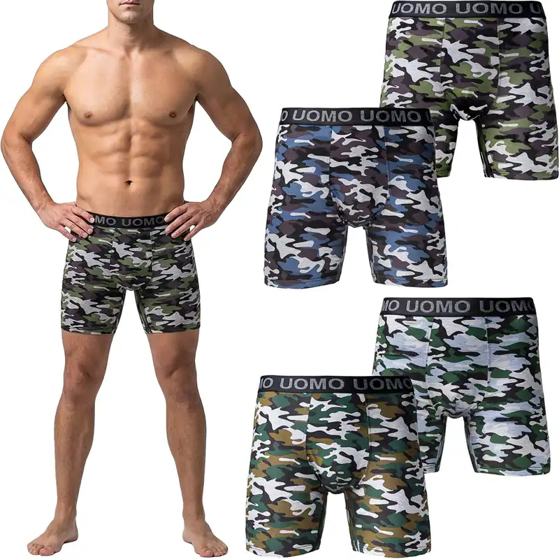 5 oder 10 Herren Boxershorts mit verlängertem Bein M-3XL Unterhose Camouflage