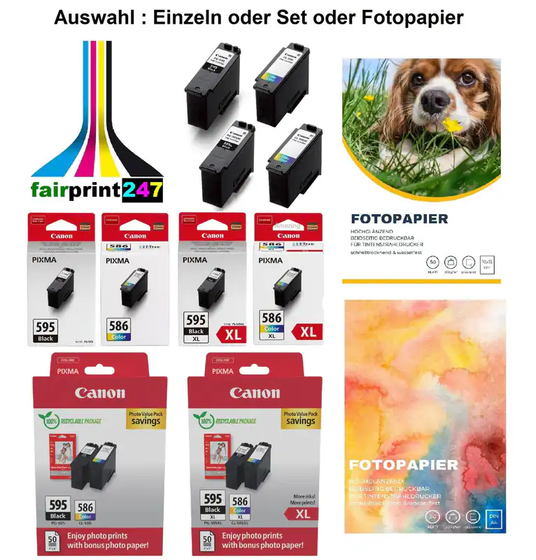 Original Canon PG-595 XL CL-586 XL für PIXMA TS6550i PIXMA TS7550i - Auswahl !!
