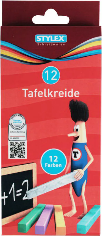 12 Tafelkreide, Kreide, Schulkreide farbig sortiert Schiefertafel Maltafel