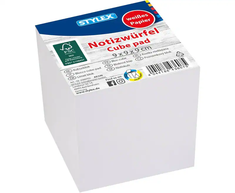 Notizzettel Notizklotz, 9 x 9 cm ca. 850 Blatt weißes Papier Zetteklotz