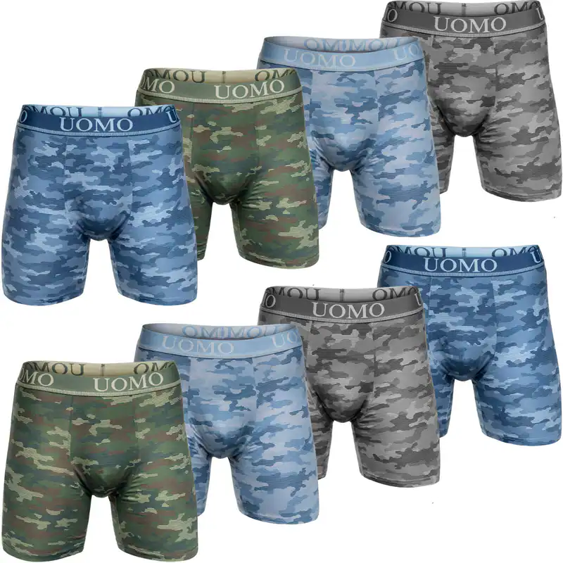 Herren Boxershorts Camouflage Größe M-6XL ohne Aufrollen Übergröße Langes Bein