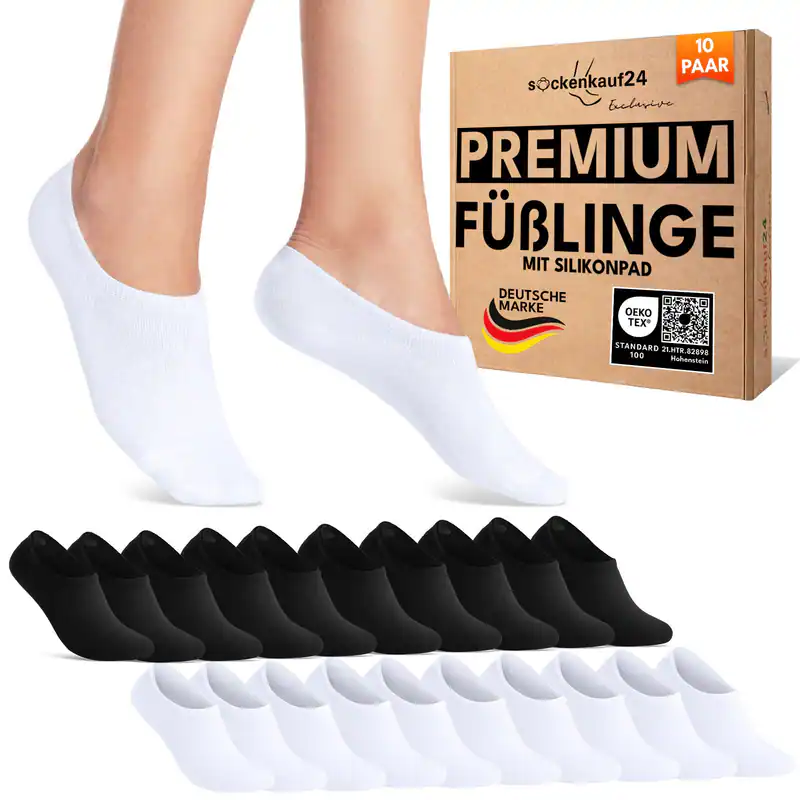 Füßlinge Damen Herren Sneaker Socken unsichtbar Baumwolle mit Silikonpad