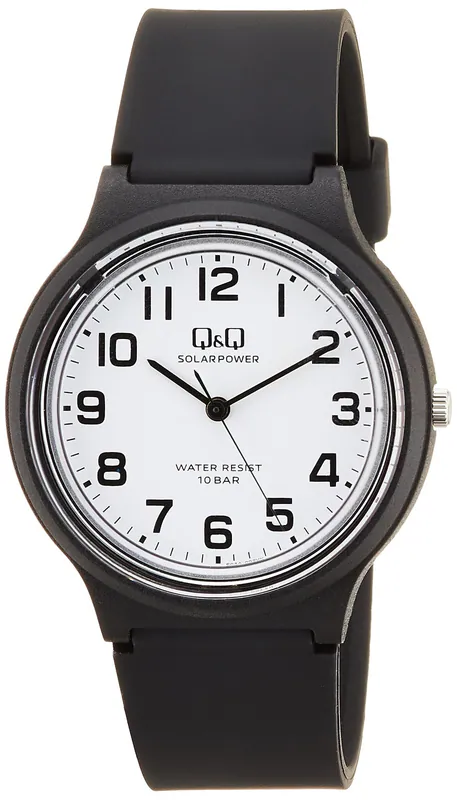 Q&Q Analog Solar Wasserdicht Armbanduhr mit Urethan Zungenband Schwarz/Weiß