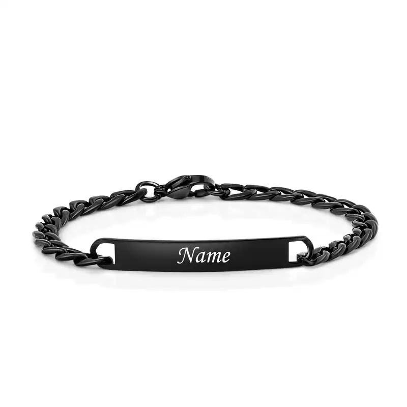Partnerarmband Damen Schwarz| Gravur Edelstahl Armband | personalisiert Geschenk