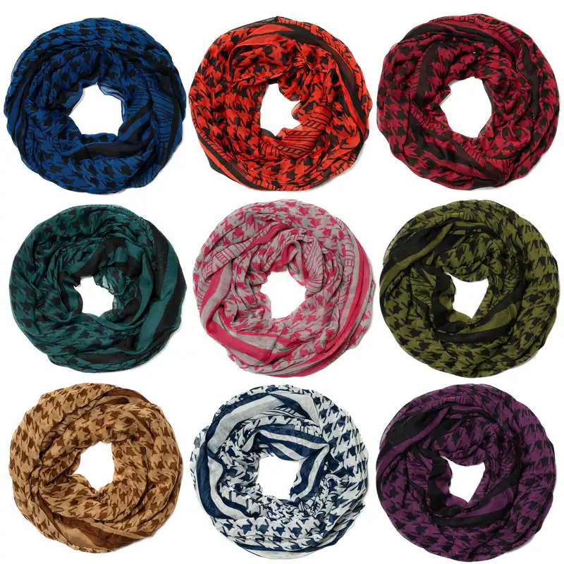 Schal Loop Damen Herren Hahnentritt Muster XXL Schlauchschal Rundschal Loopschal
