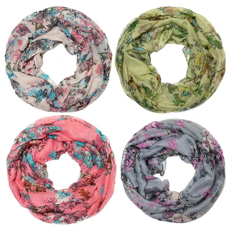 Loop Schal Damen Blumenmuster Tuch leicht aus Viskose Frühling Sommer Halstuch