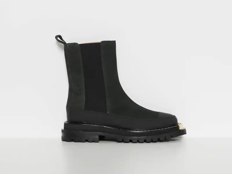 Sandro Damen Chelsea Boots Dunkelgrün Wildleder Größe 39 EU SFACH00837