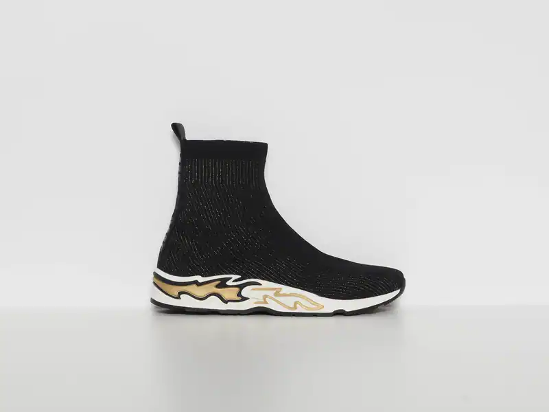 Sandro Damen Strick-Sock-Sneaker Schwarz Flammen Größe 38 EU CH1686H