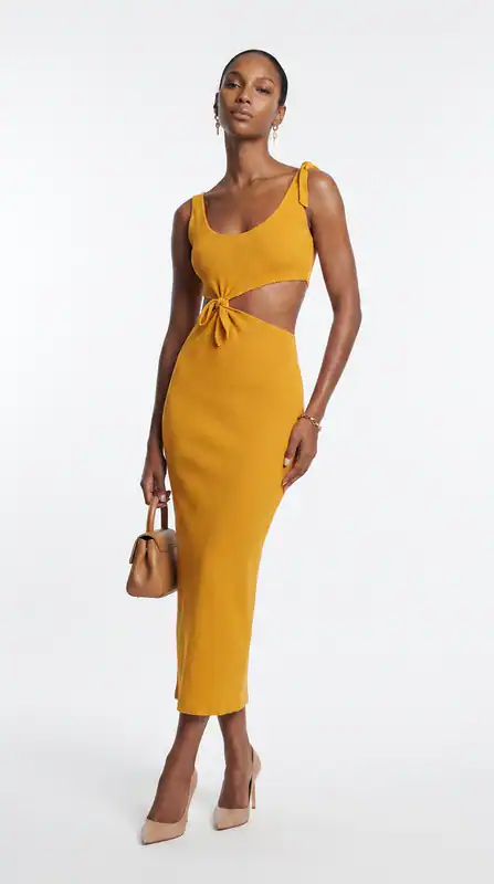 Sandro Damen Midikleid Orange Rippstrick Größe 38 FR SFPRO02377