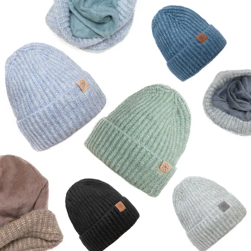 Wintermütze Beanie warme gefütterte melierte Rippstrick Strickmütze Damen Herren