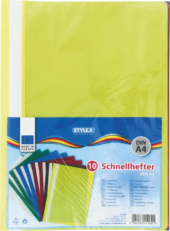 10 Schnellhefter für DIN A4, Hefter 10 Farben sortiert, PP Kunststoff Mappe