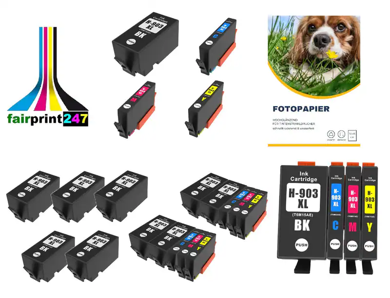 XXL-Patronen für HP OfficeJet 6950 ersetzt HP 903XL - NEUSTE CHIPVERSION 07/2026