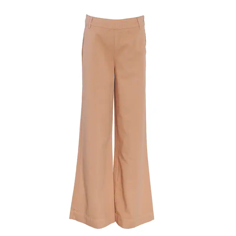 Benetton Hose Beige Gr. 36 IT 42 Damen Weites Bein Wide Trousers Baumwolle