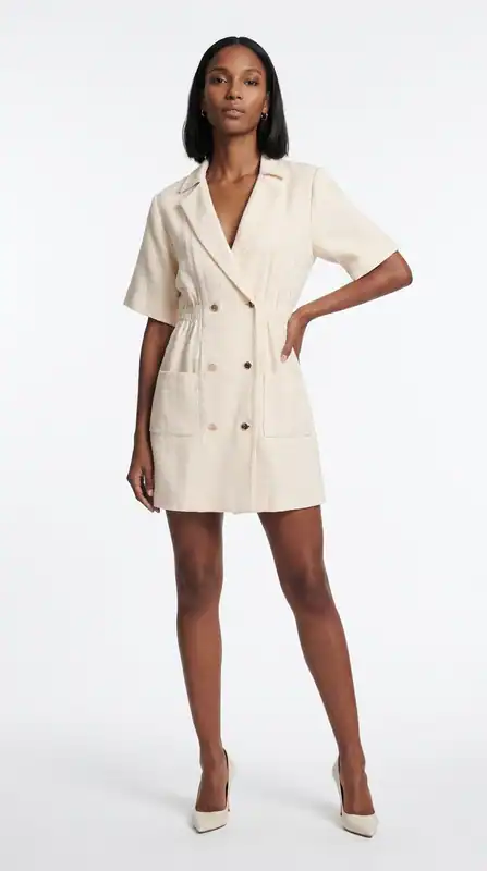 Sandro Damen kurzes Tweed-Blazerkleid Ecru Größe 38 FR SFPRO01694