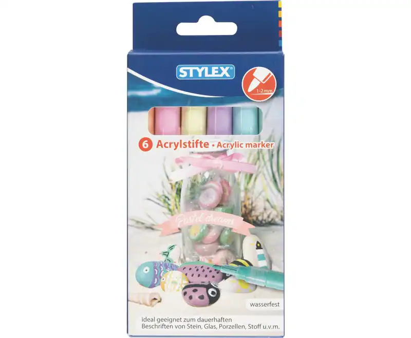 Acrylstifte Marker 6 Farben Pastell Permanent Wasserfest Acrylmarker Deko