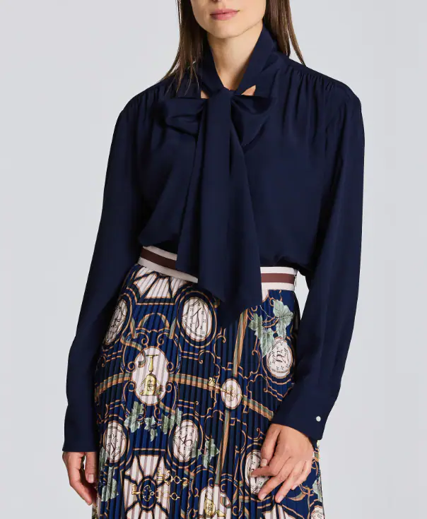 GANT Damen Schleifenbluse Navy 100% Viskose Größe 38 EU 4300111