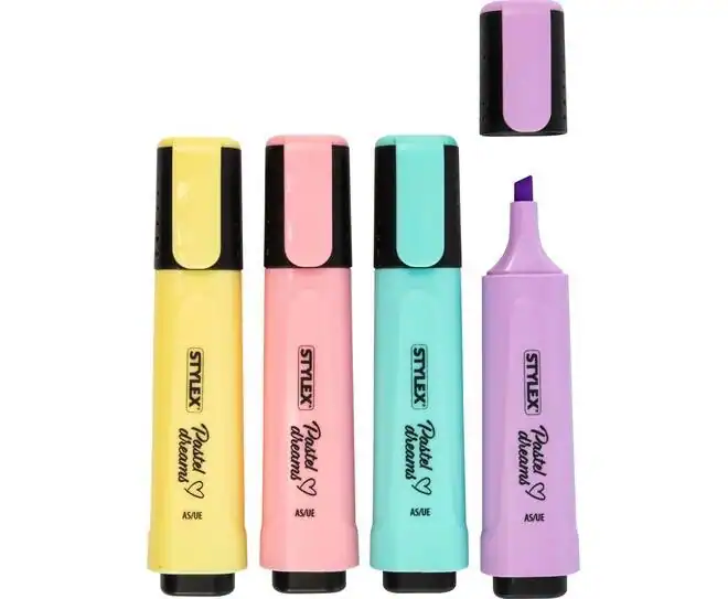 4 Textmarker PASTELL Marker Leuchtmarken 1-5 mm Marker für Schule und Hobby
