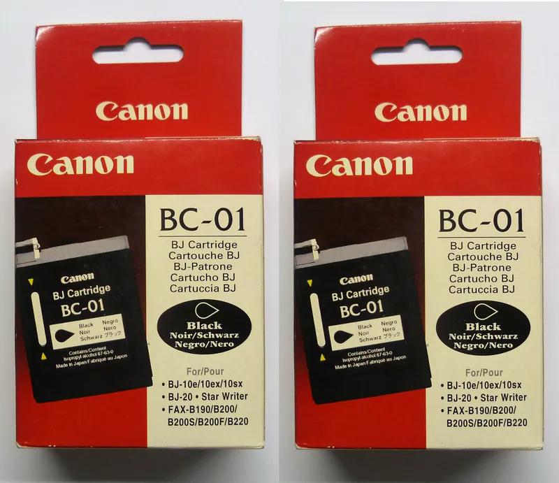 2 x Original Canon BC-01 BJ-10 10e 10ex 10sx BJ-20 Fax B190 B200F B220 OVP/PVC