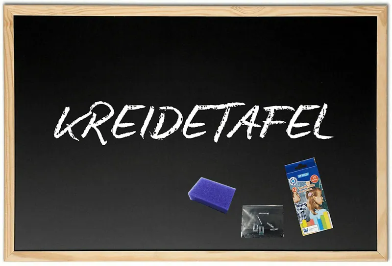 Kreidetafel 80 x 120 cm +Tafelkreide Schwamm Montage Set Schultafel Maltafel