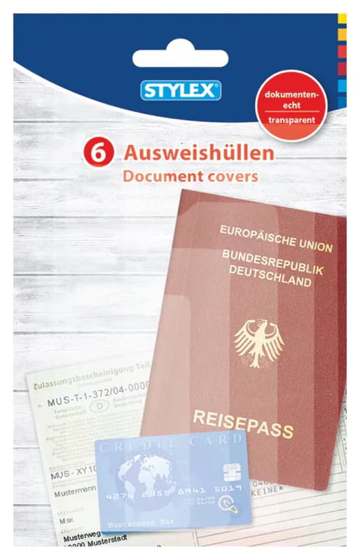 Ausweishülle Reisepass Schutzhülle Hülle Impfpass transparent 6 Teile Sortiment