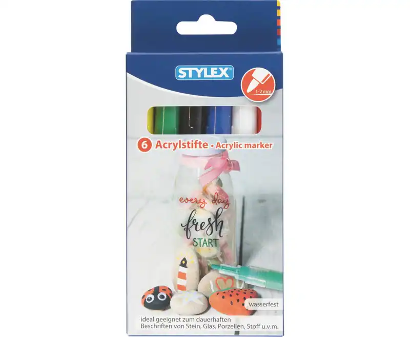 Acrylstifte Marker 6 Farben Permanent Wasserfest Acrylmarker Deko Permanent