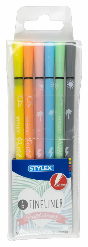 6 Fineliner PASTELL 0,4 mm Filzstift Set Tintenschreiber für Schule Fasermaler