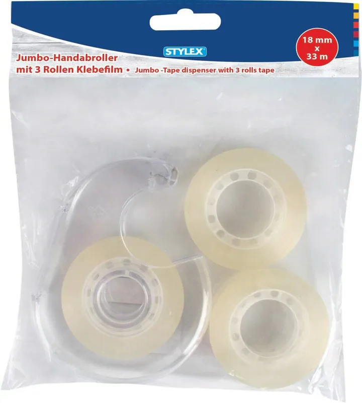 Klebefilmabroller Handabroller f. Klebefilm mit 3 Rollen Klebefilm 18 mm x 33 m