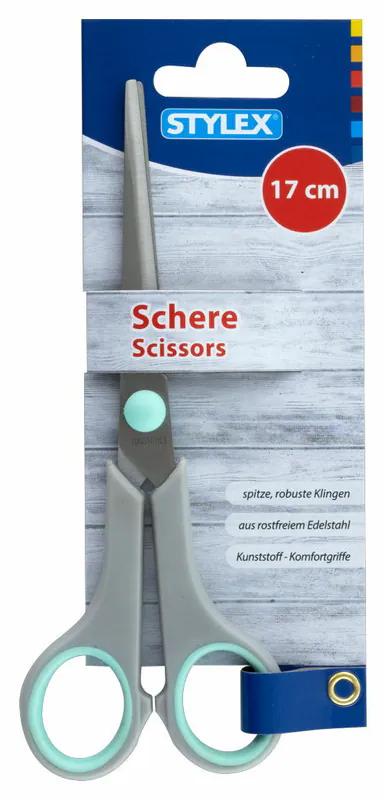 Schere Spitz Büroschere Haushaltschere mit Softgriff Edelstahl 17 cm