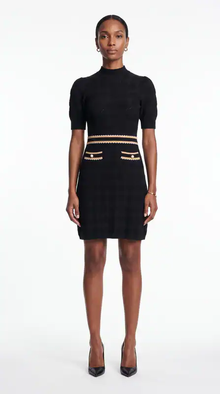 Sandro Damen kurzes Strickkleid Schwarz Größe 36 FR SFPRO01230
