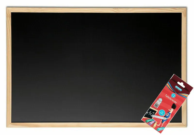 Kreidetafel 60 x 80 cm + 12 Tafelkreide Schultafel Pinnwand Maltafel Malwand Set