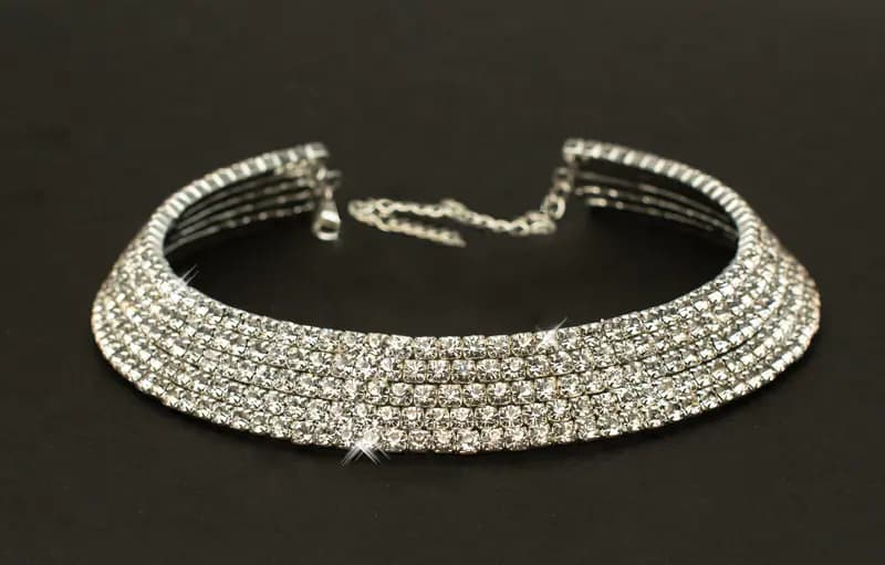 Collier Halskette Kette Halsreif Strass 5 Reihig Schmuck Halsschmuck Strassstein