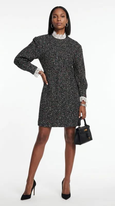 Sandro Kleid Mehrfarbig Tweed Kurz Gr. 40 FR Damen SFPRO02535