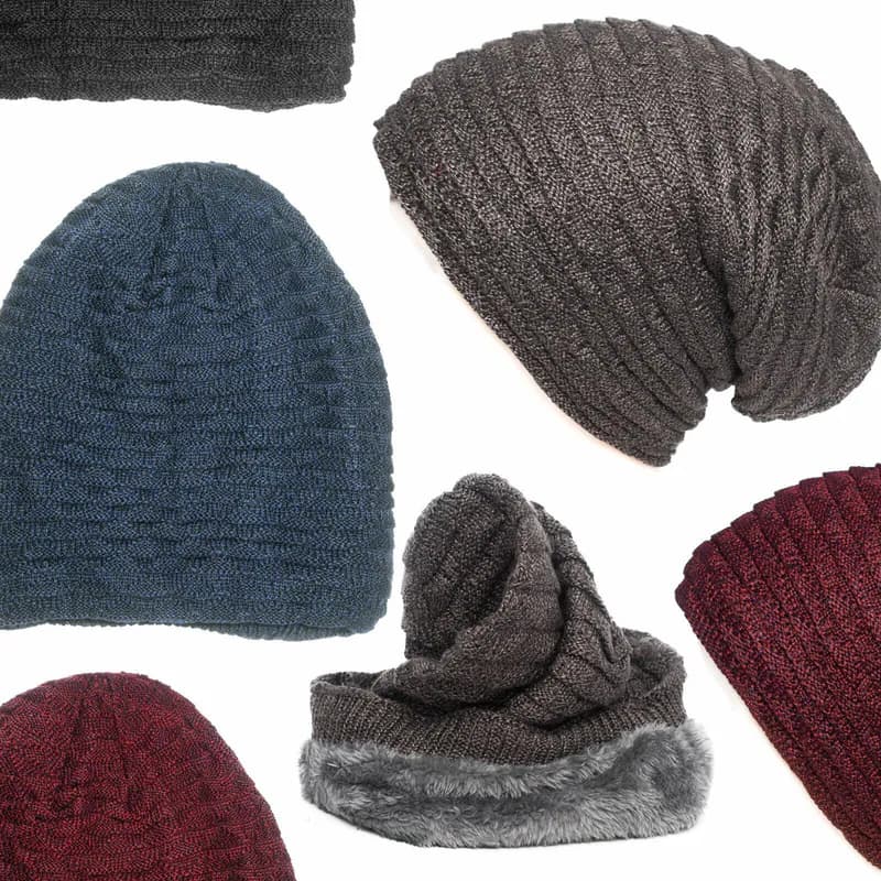 Beanie Mütze Damen Herren Gefüttert Wellenmuster Strickmütze Wintermütze Warm