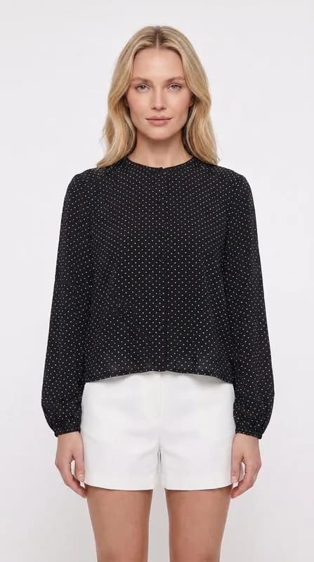 Maje Damen Bluse Schwarz Polka-Dots Viskose Größe 38 FR MFPT000776