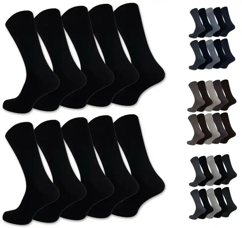 10 Paar Socken Herren Damen Baumwolle Schwarz Herrensocken Business Socken